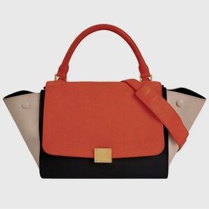 Authentic Celine Color-block Tricolor Leather Bag EUC